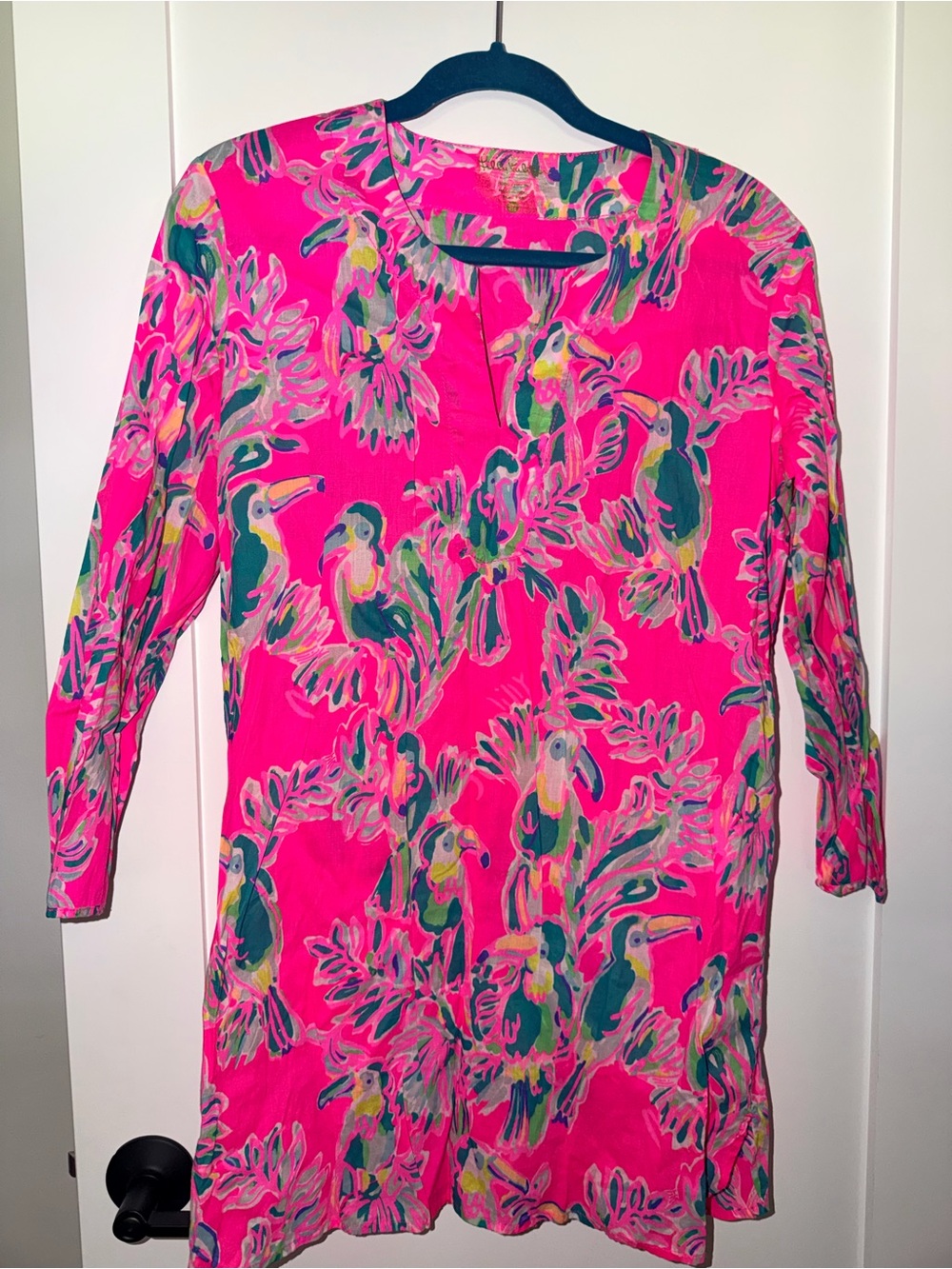 Lilly Pulitzer Hot Pink Parrot Print Tunic